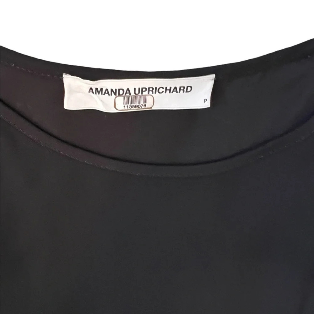 Amanda Uprichard dress size P (XS) black mini dress with tie waist short sleeves - Picture 3 of 5